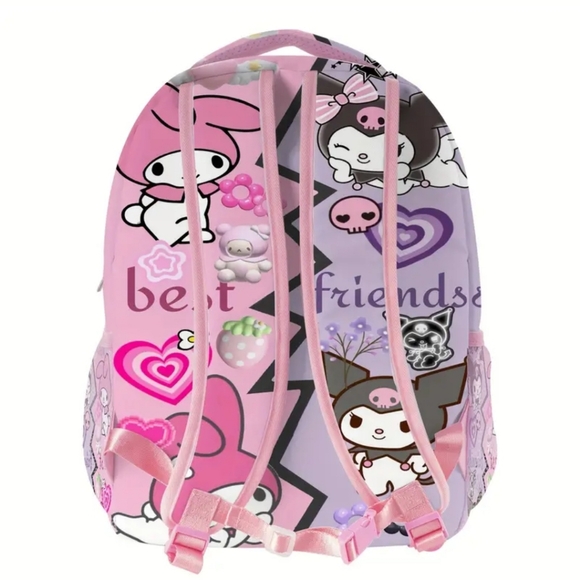 Sanrio Black Rice My Melody Cartoon Pink Backpack - Picture 3 of 6